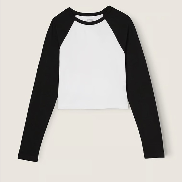 NWT Victoria's Secret Pink Cropped Long-sleeve Raglan Top - Picture 1 of 6